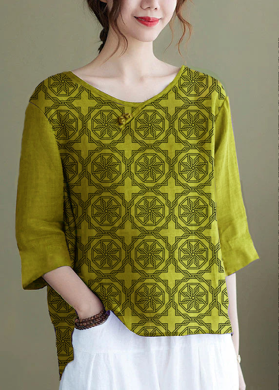 Diy Pink Flower Embroidered Side Open Half Sleeve Top