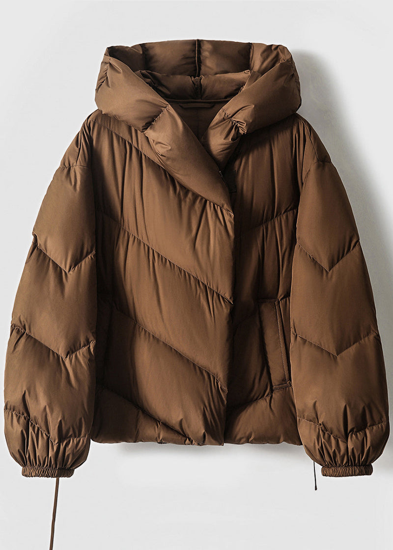 Fine Brown Hooded Oversized Duck Down Down Coats Winter