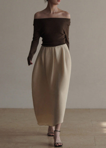 Classy Apricot Exra Large Hem Cotton Skirts Spring