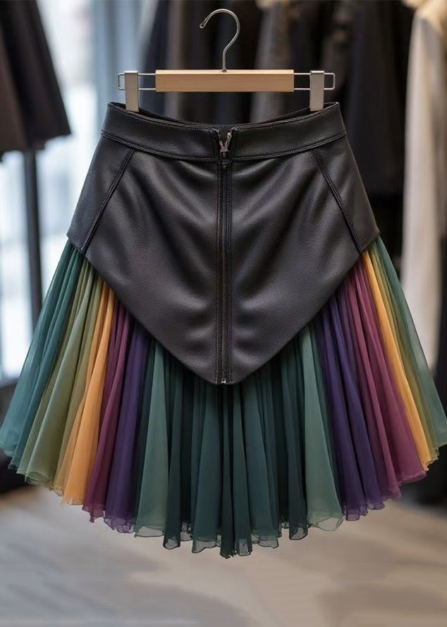 Rainbow Original Design High Waist Tulle Patchwork Skirts Spring