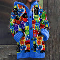 Women's Lucky Cat Print Cardigan Sweater elevenforest