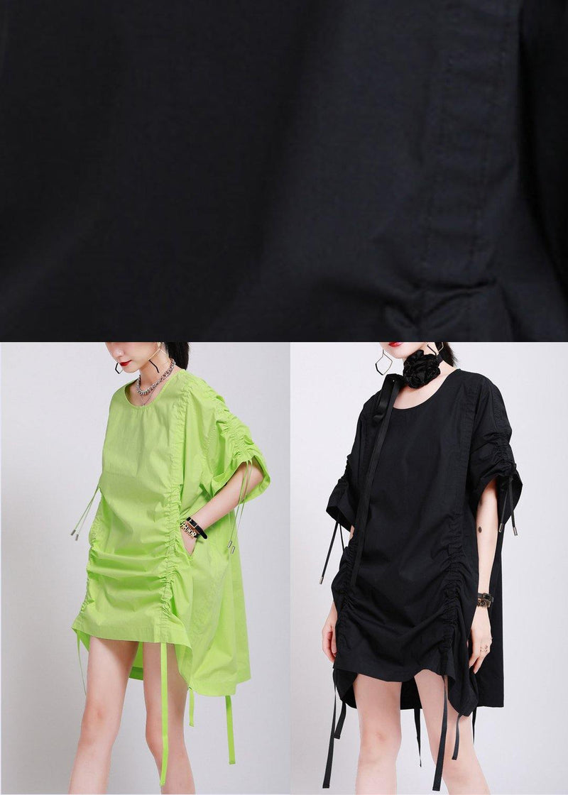 Black Cinched Summer Cotton Dress