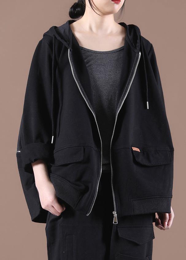 Black Hooded Short Coat