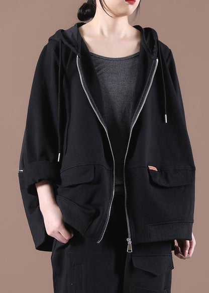 Black Hooded Short Coat