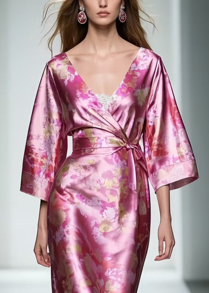 Rose Tie Waist Patchwork Lace Long Dresses Summer