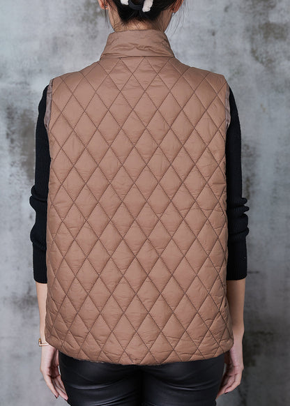 Coffee Chinese Button Duck Down Down Vests Spring