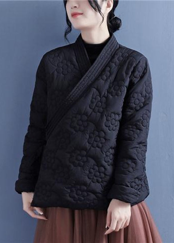 Retro Beige Lace Up Stereoscopic Fine Cotton Filled Jackets Spring