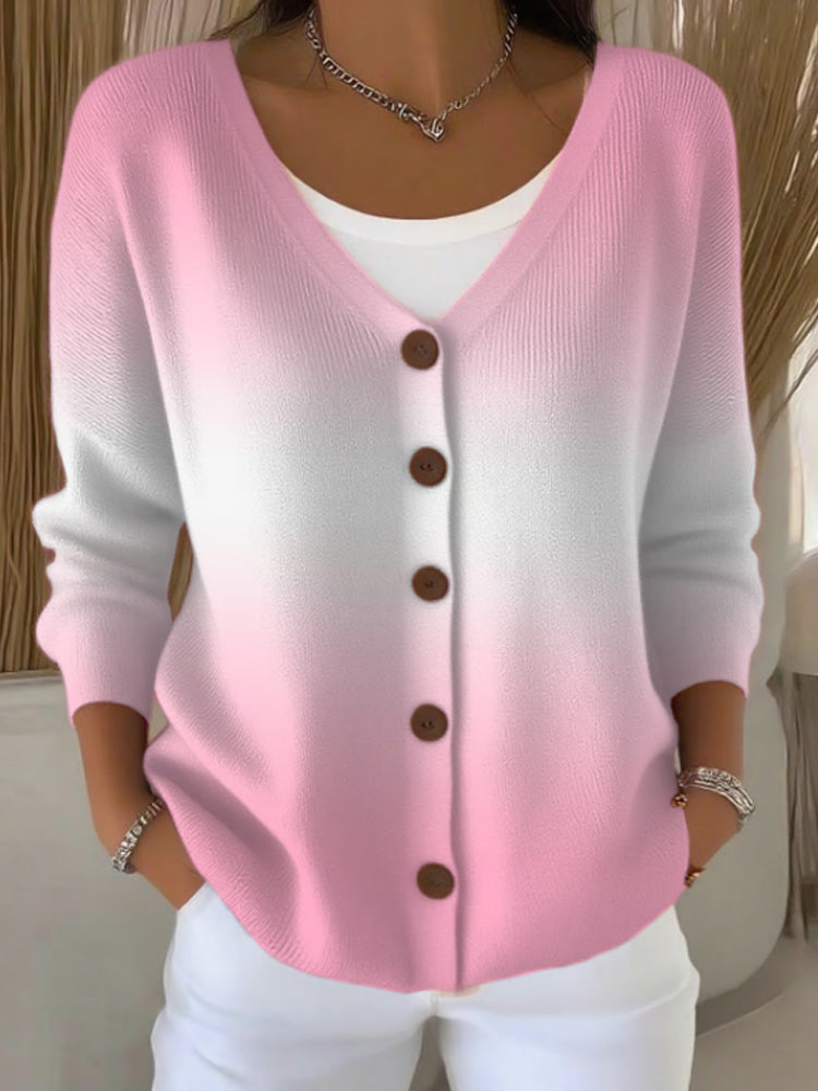 Women's Casual Autumn And Winter Gradient Cardigan elevenforest