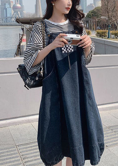 Blue Patchwork Denim Dress 2 Piece Outfit Fall