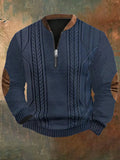 Men's Retro Christmas Print Zip Collar Sweatshirt elevenforest