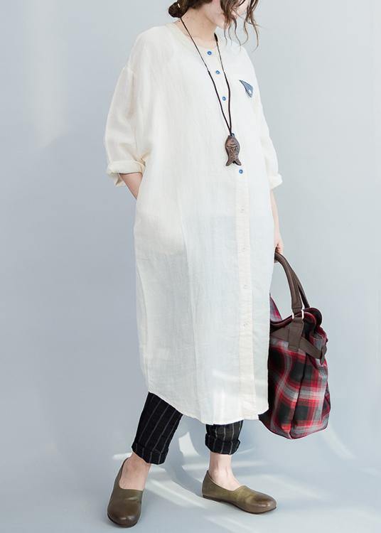 Style White Button Maxi Summer Cotton Dress