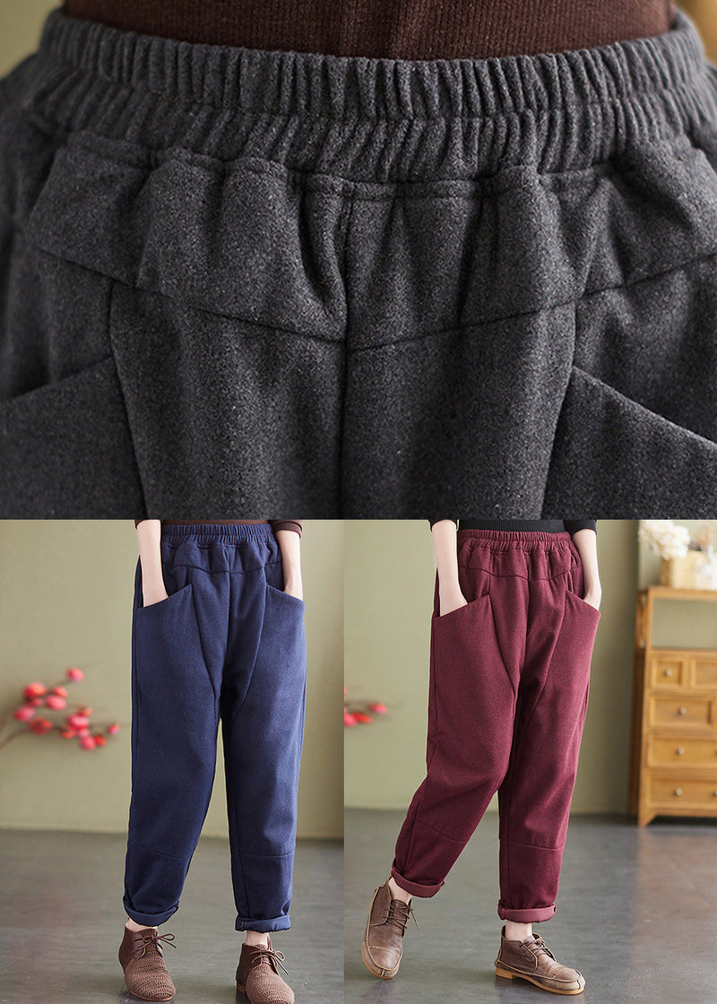 Mulberry Pockets Elastic Waist Fine Cotton Filled Pants Winter