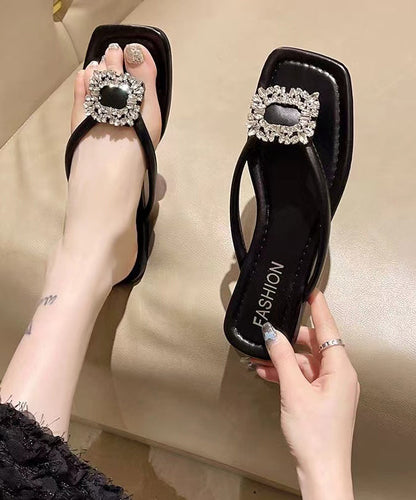 Beige Zircon Versatile Splicing Flip Flops