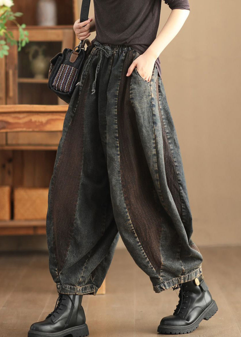 Old Blue Pockets Elastic Waist Crop Pants Spring