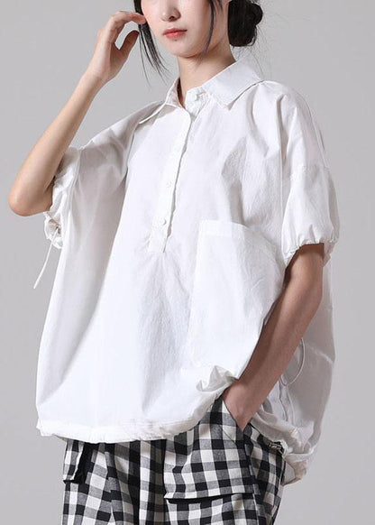 Blue Cinched Cotton Short Sleeve Shirts