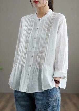 Organic Blue Spring Linen Shirt Tunics Cotton Blouse