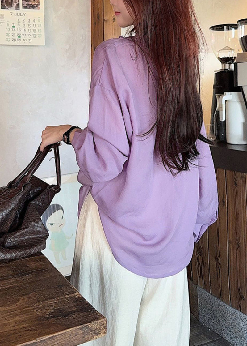 New Green V Neck Ruffled Patchwork Cotton Shirts Fall
