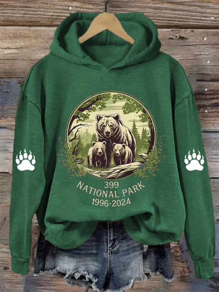 Comstylish Women's Grizzly Bear 399 Printed Casual Hooded Sweatshirt