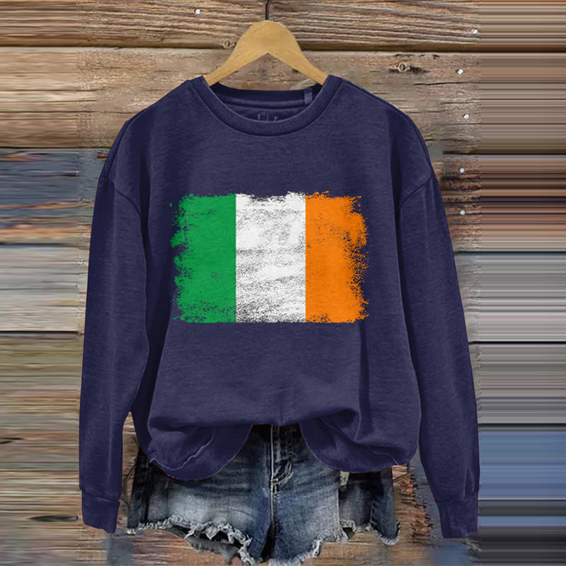 Comstylish Ireland Flag Art Print Vintage Cozy Sweatshirt