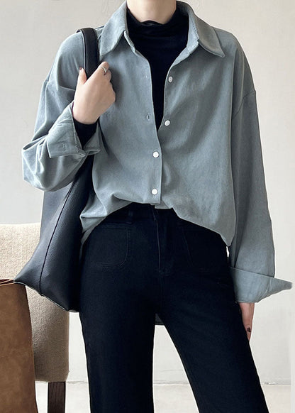 Caramel Button Corduroy Shirts Long Sleeve