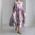 Women's Floral Cat Art Print Crew Neck Dress elevenforest
