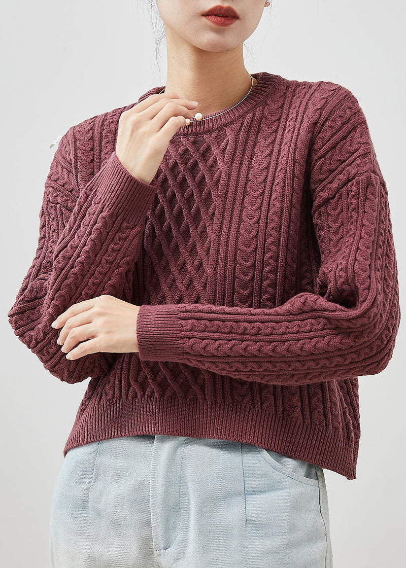 Purple Chunky Oversized Cable Knit Sweater Winter