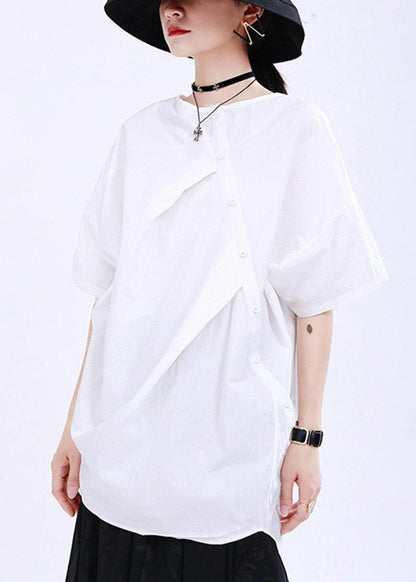 White Cinched Cotton Top Summer