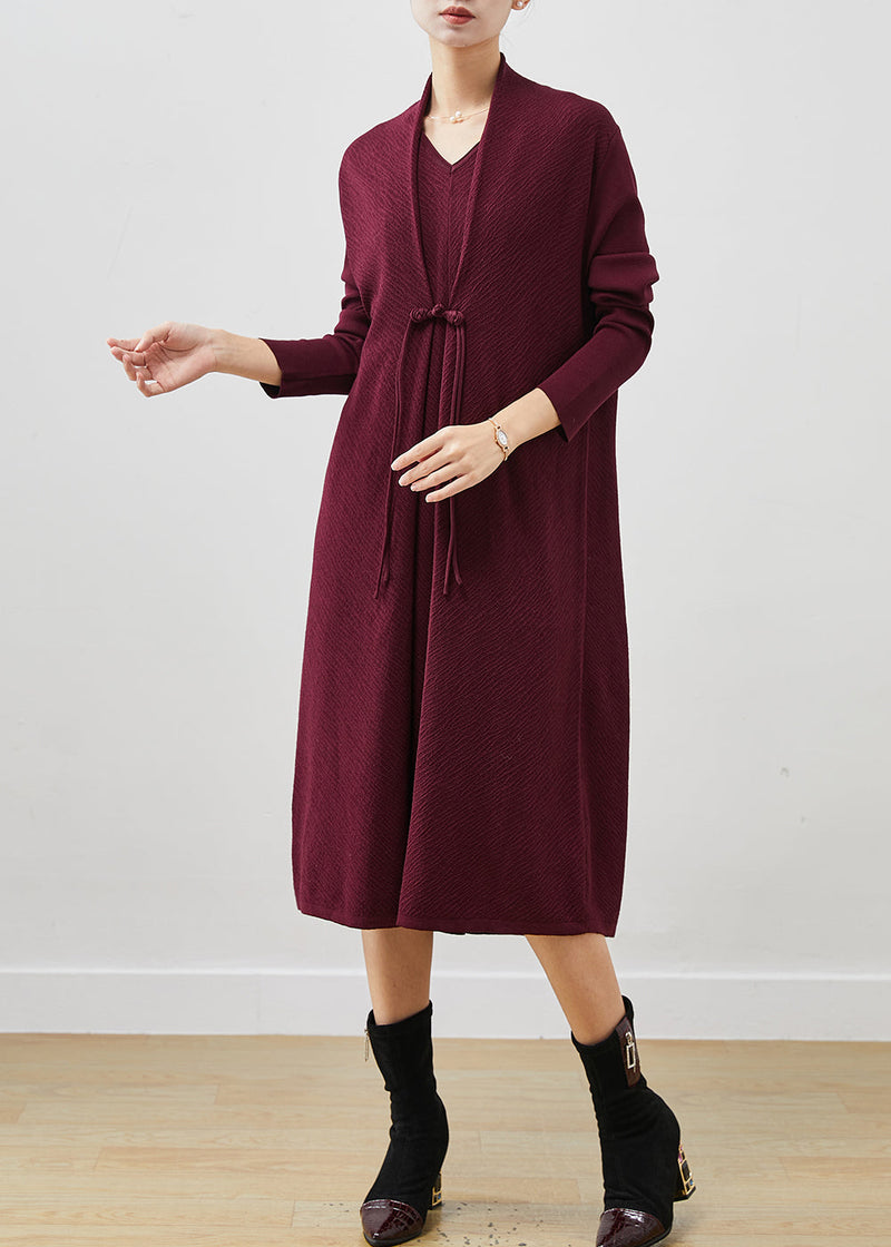 Mulberry Oversized Patchwork Knit Long Dresses Spring