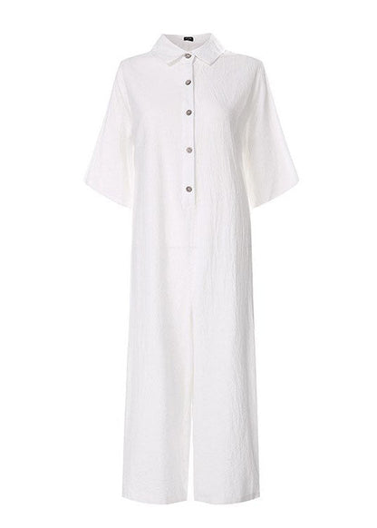 Short Sleeve Jumpsuit Wide-legged Pants Leisure Loose