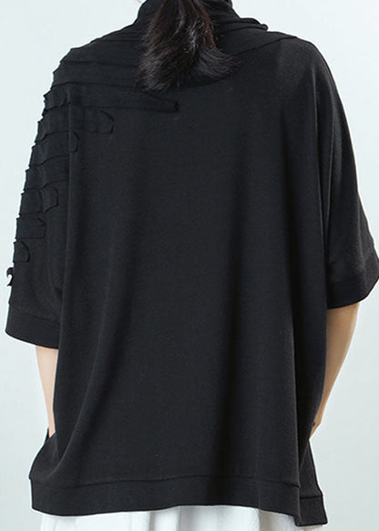 Natural Grey Tasseled Asymmetrical Design Spring Tops Half Sleeve