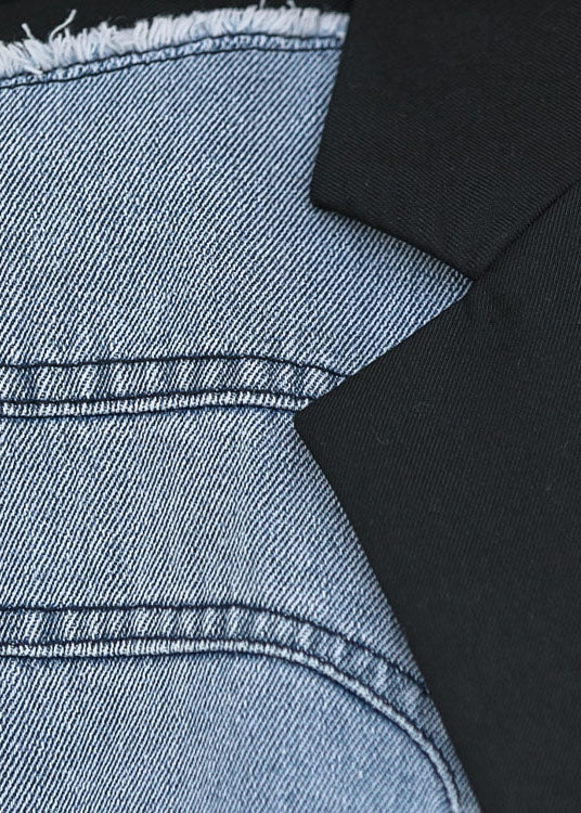 Black Patchwork Button Pockets Fall Sleeveless Waistcoat
