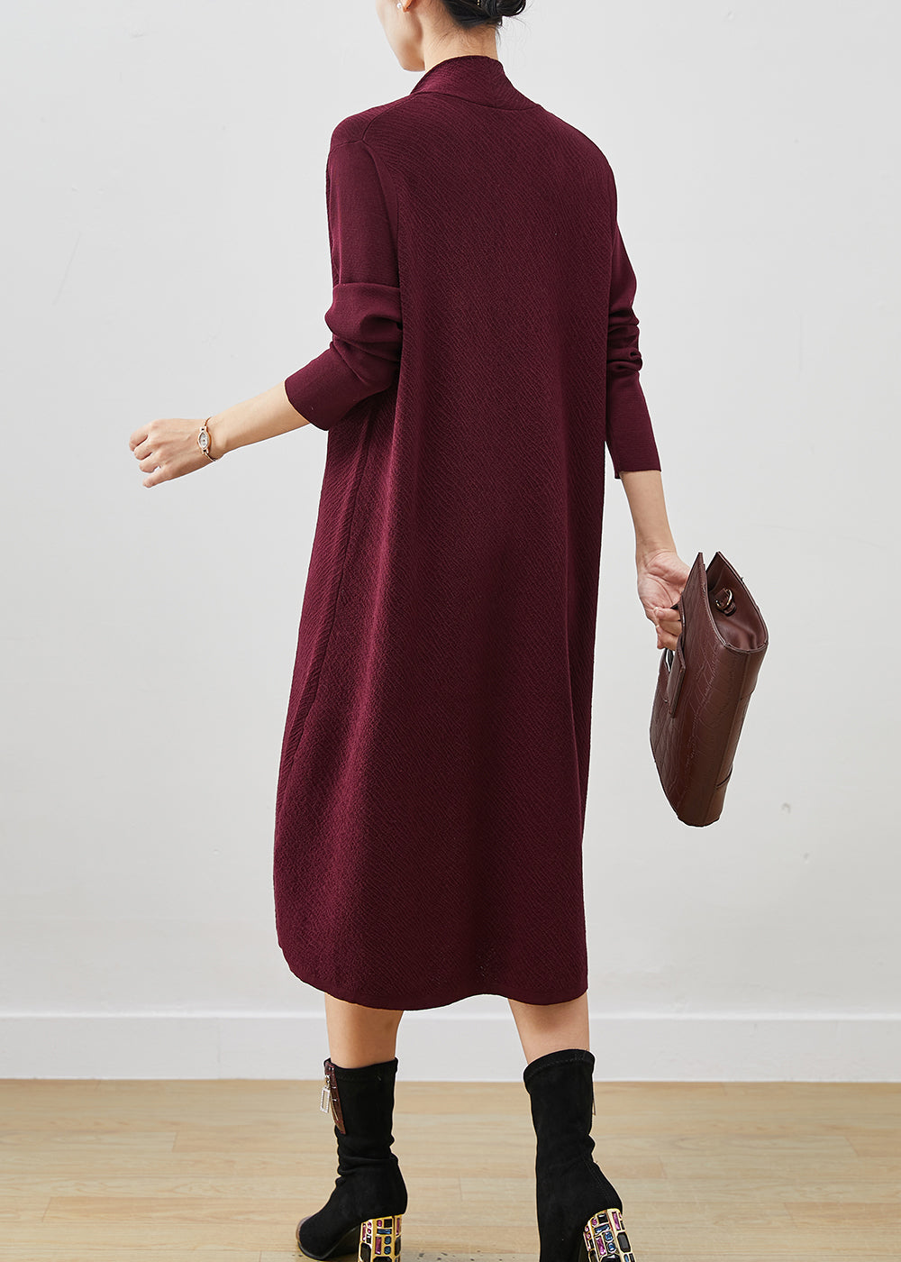 Mulberry Oversized Patchwork Knit Long Dresses Spring