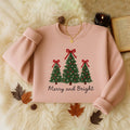Comstylish Women's Christmas Tree Art Casual Sweatshirt