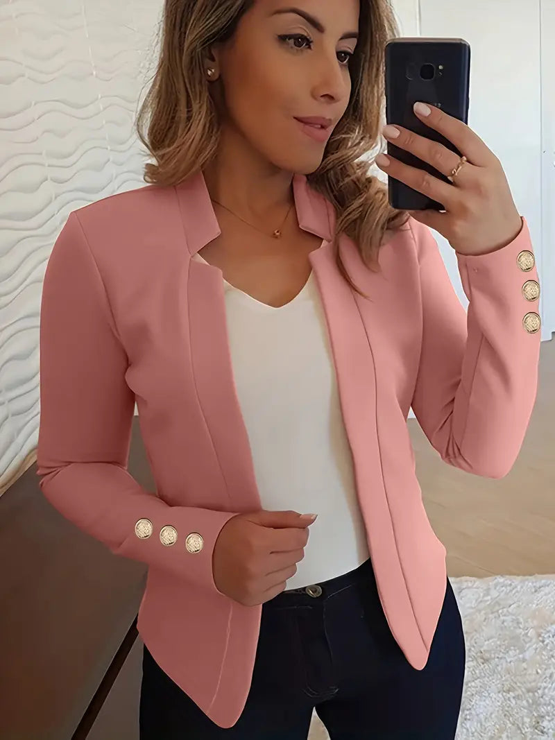 JO | Long-sleeved blazer with open button placket for spring