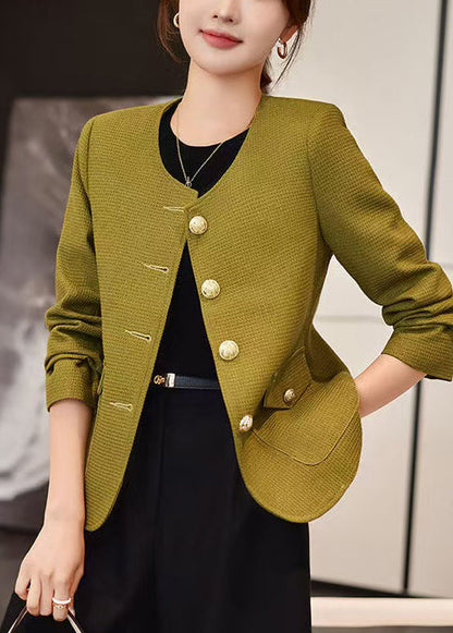 Formal Light Green Cotton Jackets Oversized Fall