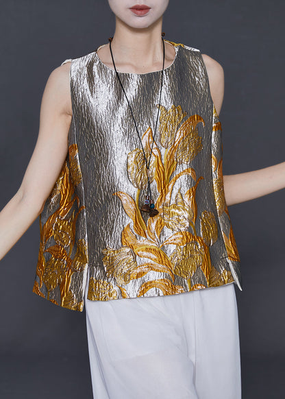 Silvery Jacquard Silm Fit Vests Spring