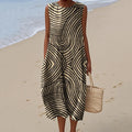 Women's Vintage Stripe Pattern Sleeveless Cotton Dress artswardrobe
