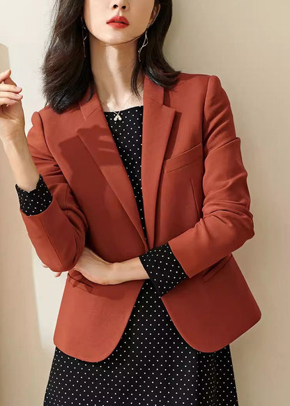 French Beige Notched Button Coat Fall