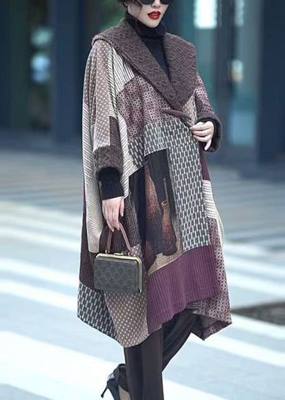 Colorblock V Neck Plaid Pockets Button Trench Coat Winter