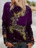 Comstylish Glitter Christmas Elk Pattern Women's Sweatshirt