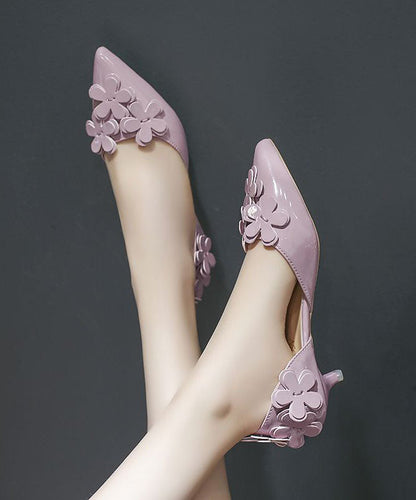 Purple Kitten Heels Splicing Pointed Toe