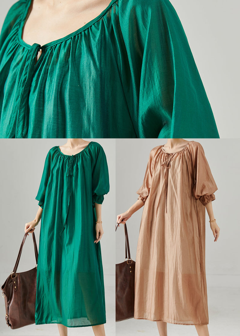 Peacock Green Oversized Cotton Dresses Fall