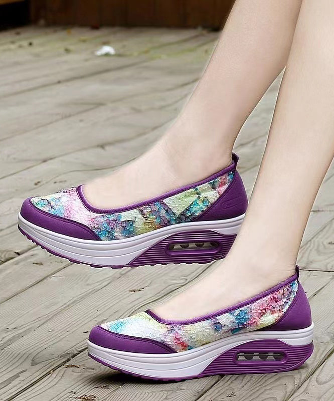Splicing Platform Purple Breathable Mesh Soofairy Shoes-20251