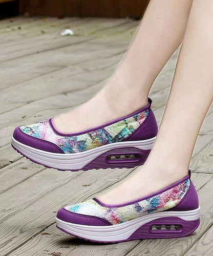 Splicing Platform Purple Breathable Mesh Soofairy Shoes-20251