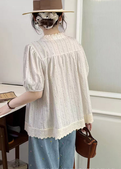Apricot Oversized Patchwork Cotton Top Summer