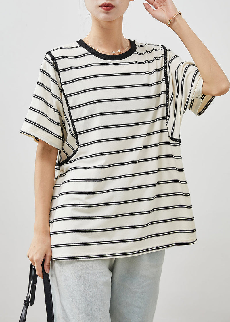Boutique White Oversized Striped Cotton Tanks Summer