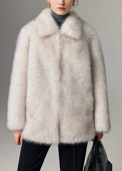 White Oversized Warm Faux Fur Jackets Winter