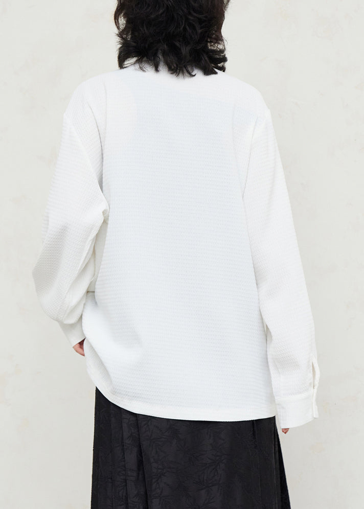 White Stand Collar Patchwork Shirts Fall