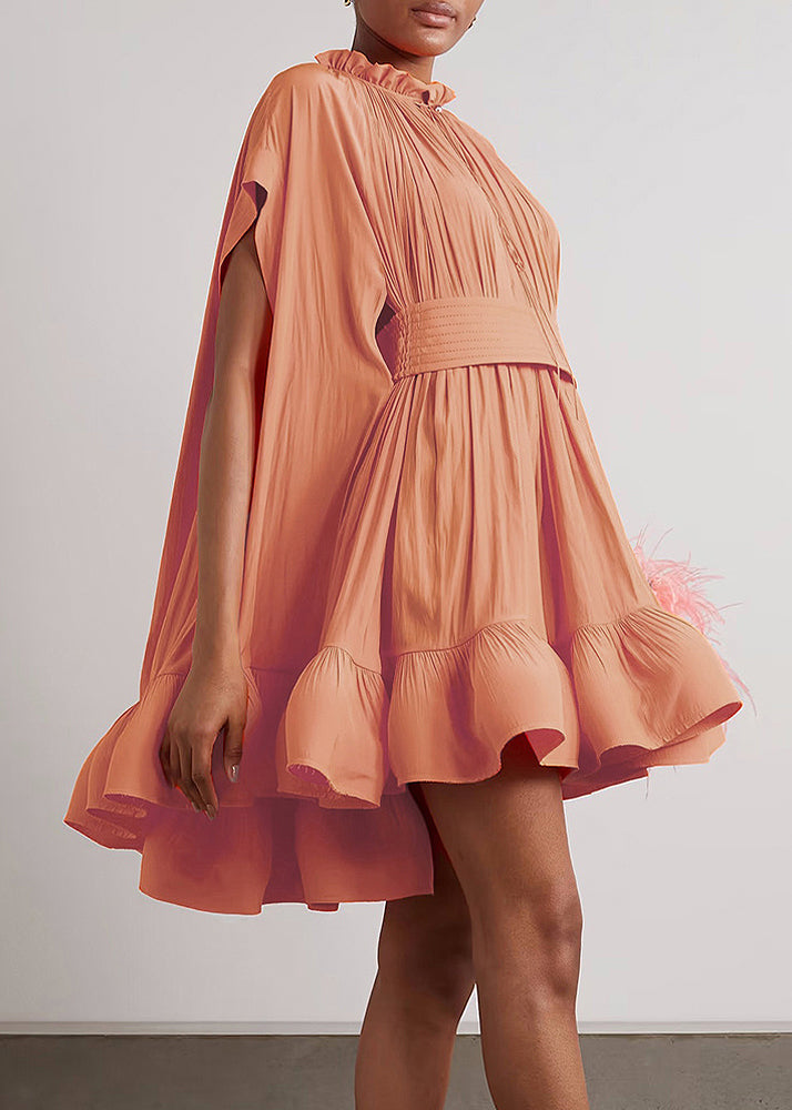 Yellow Ruffled Lace Up Mini Dress Summer