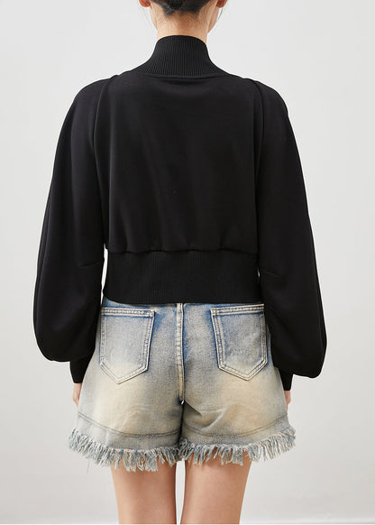 Black Oversized Patchwork Denim Fake Two Piece Coats Spring